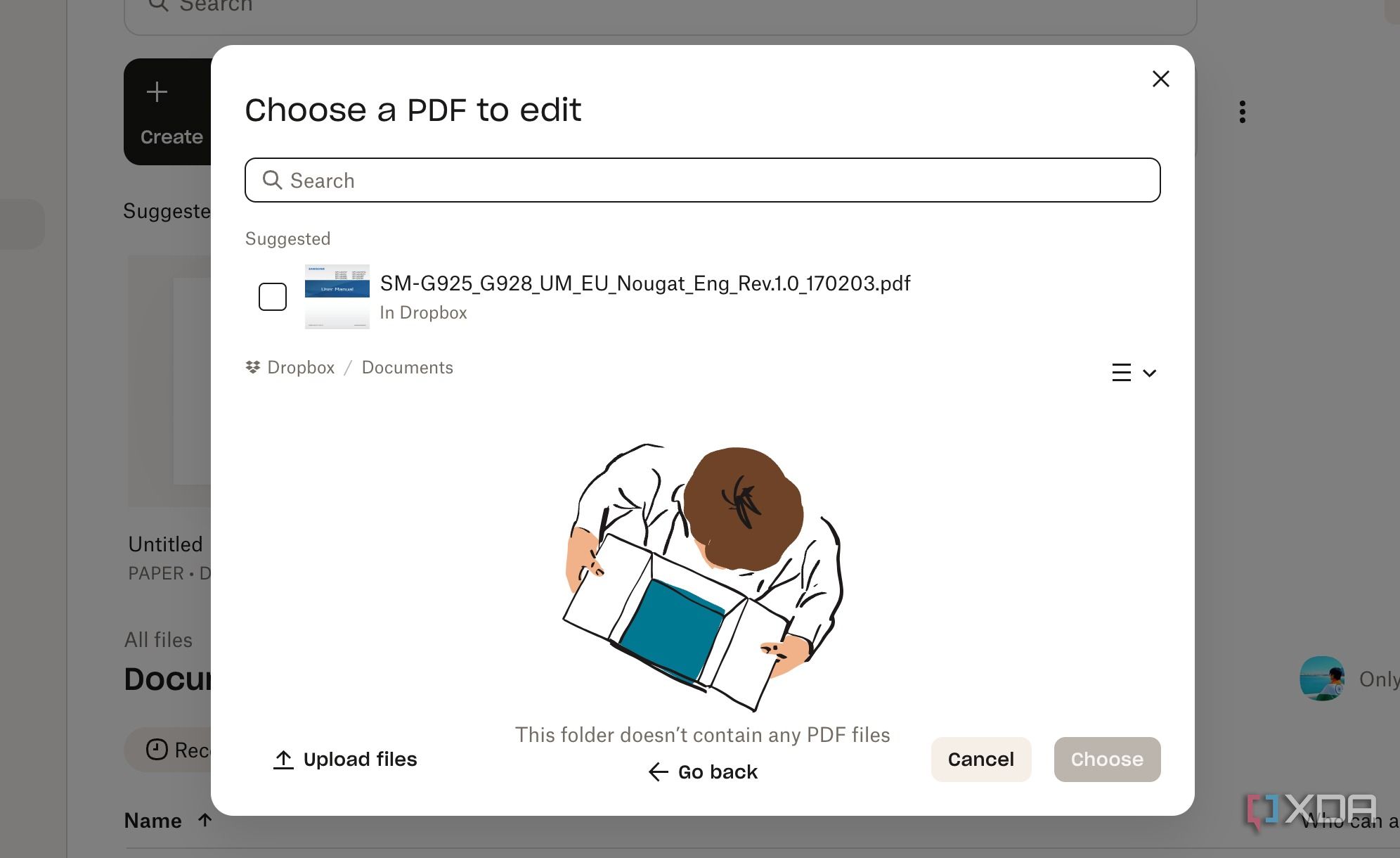 A screenshot showing Dropbox PDF editor