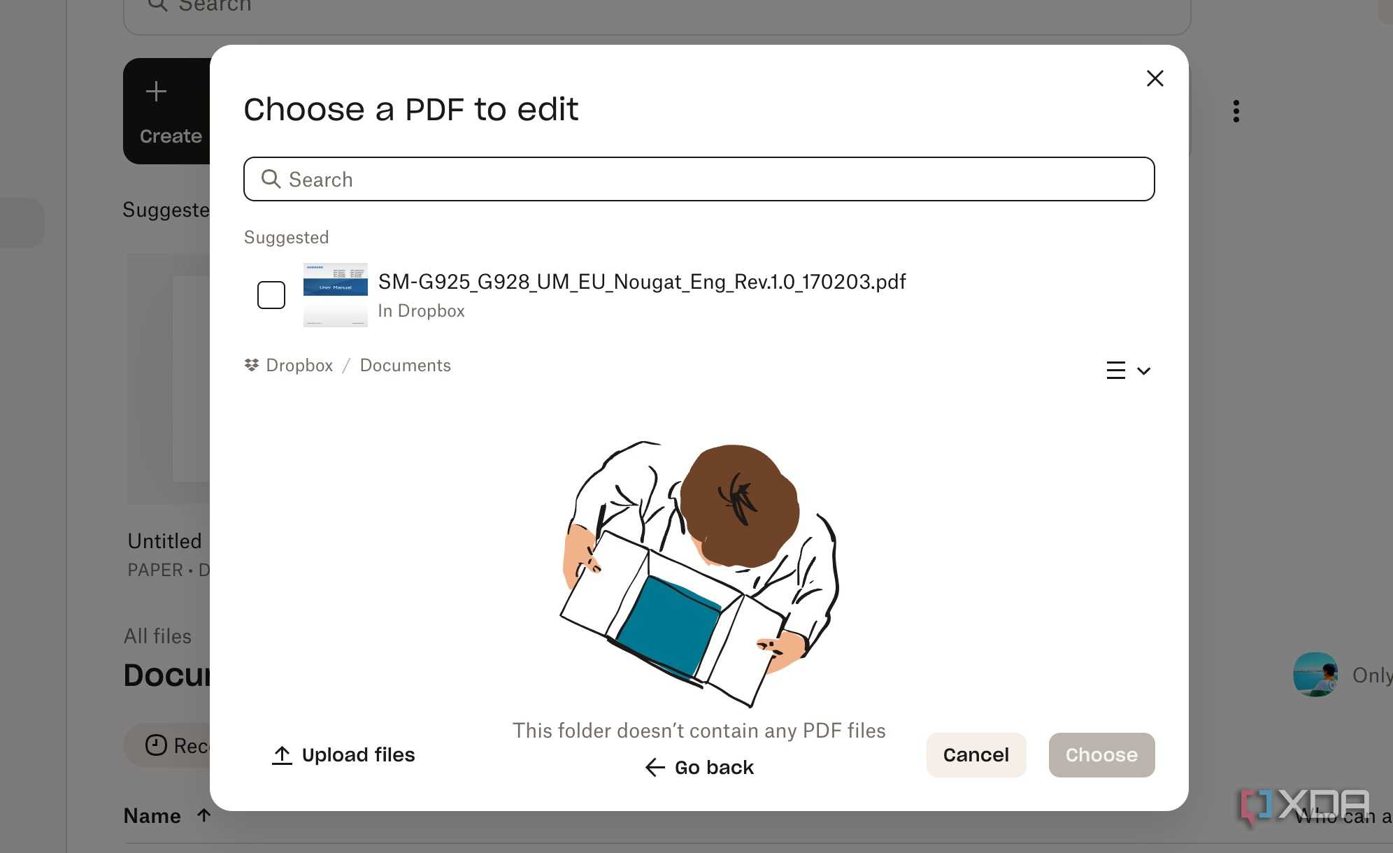 A screenshot showing Dropbox PDF editor