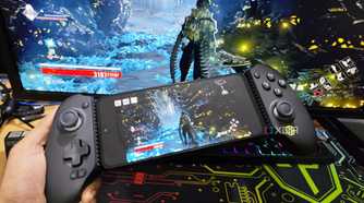 Code Vein being streamed to a Poco M6 Pro via Parsec, with the phone attached to a GameSir Galileo G8+