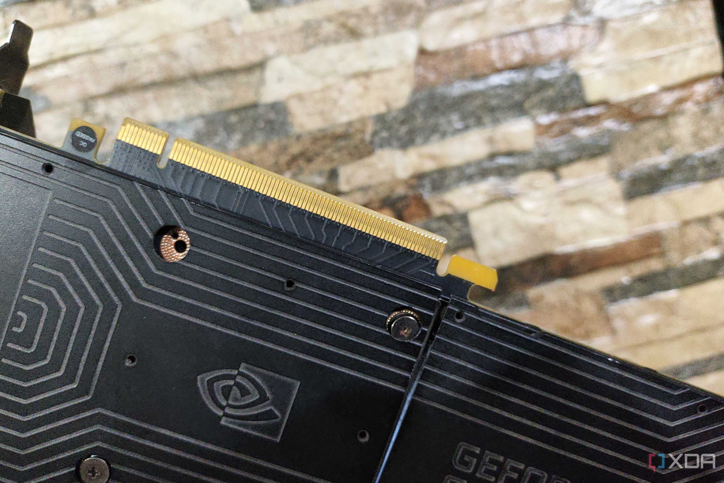 The PCIe connector on a GTX 1080