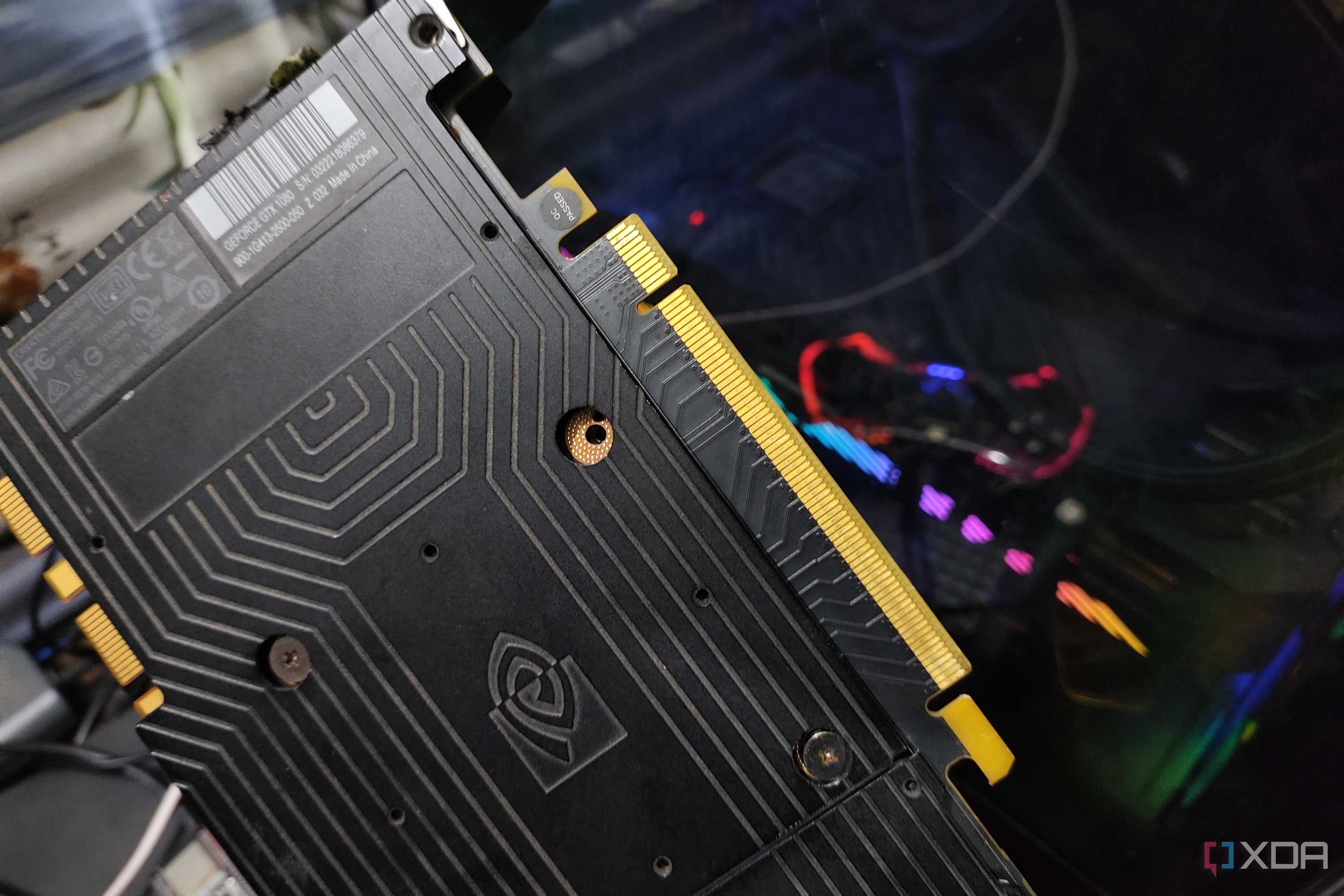 The PCIe connector on a GTX 1080