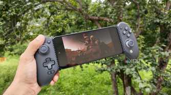 A Poco M6 Pro running Metal Gear Solid: Peace Walker via PPSSPP, with a GameSir Galileo G8+ paired with the phone