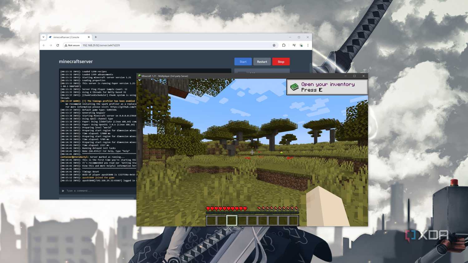 Running Minecraft on a self-hosted Pterodactyl server