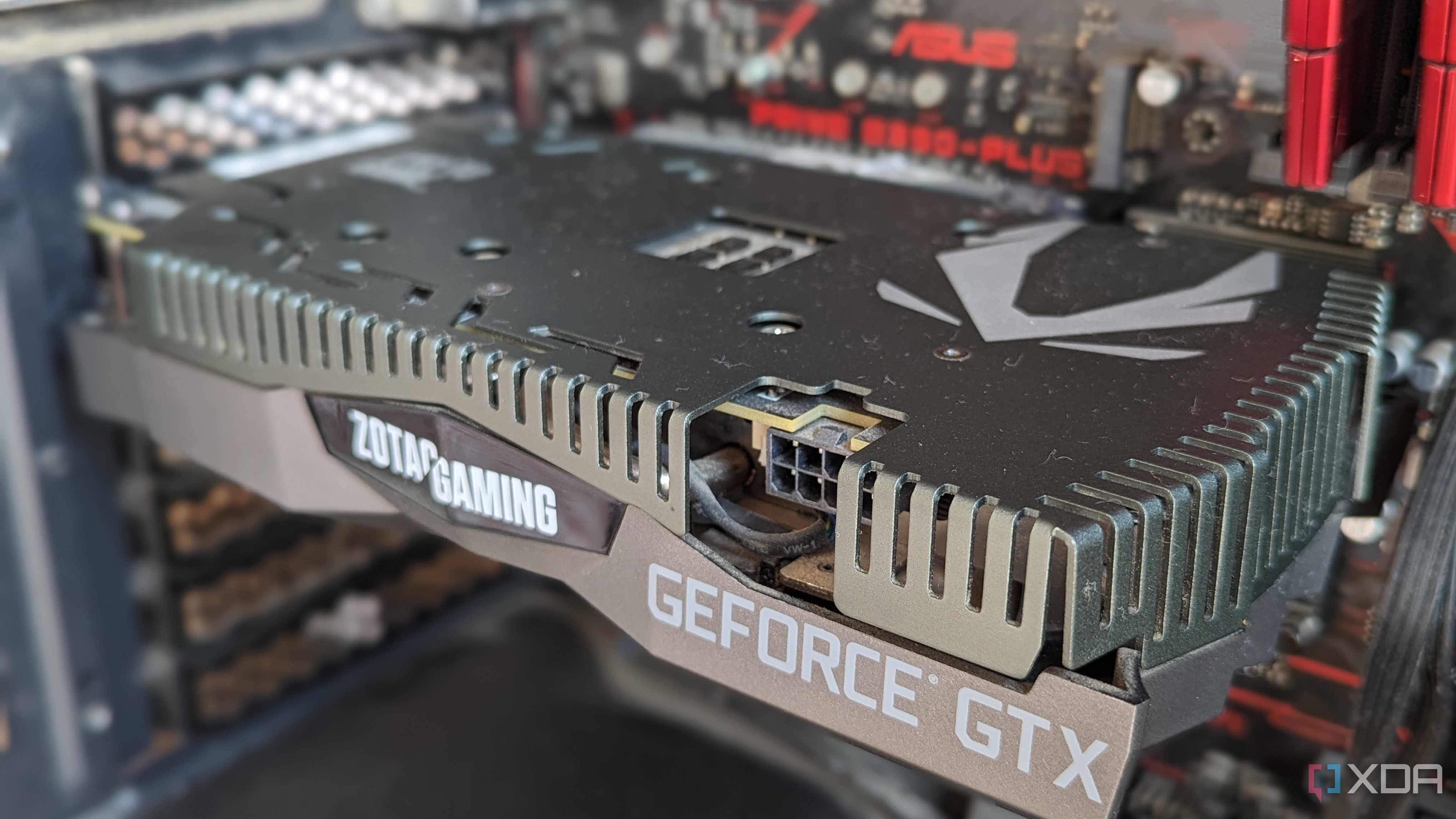 Close-up of a GTX 1660 Ti installed in a gaming PC