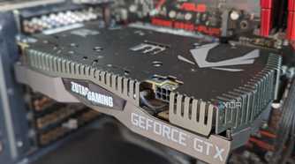 Close-up of a GTX 1660 Ti installed in a gaming PC