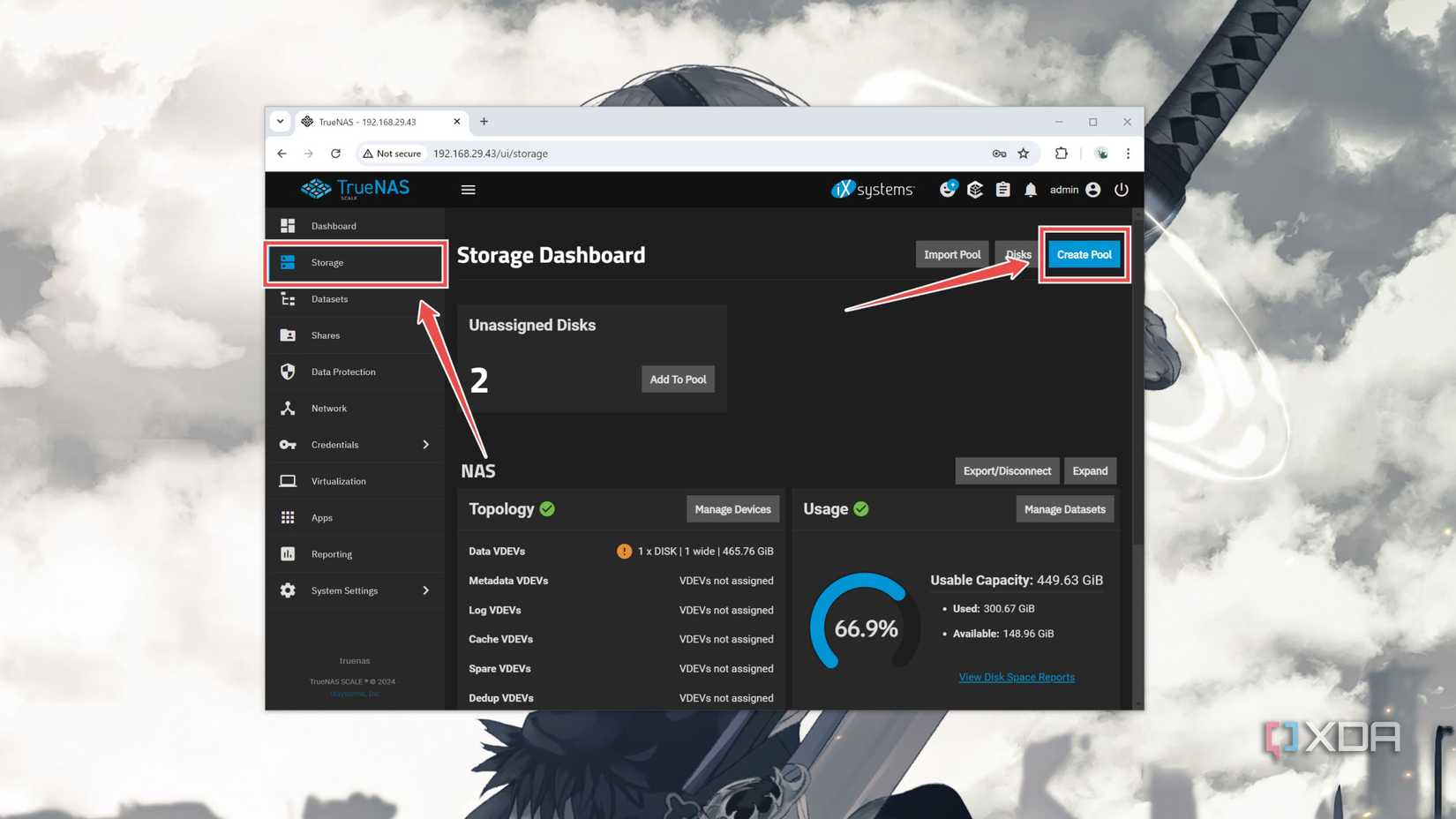 Creating a Pool for RAID arrays in TrueNAS Scale