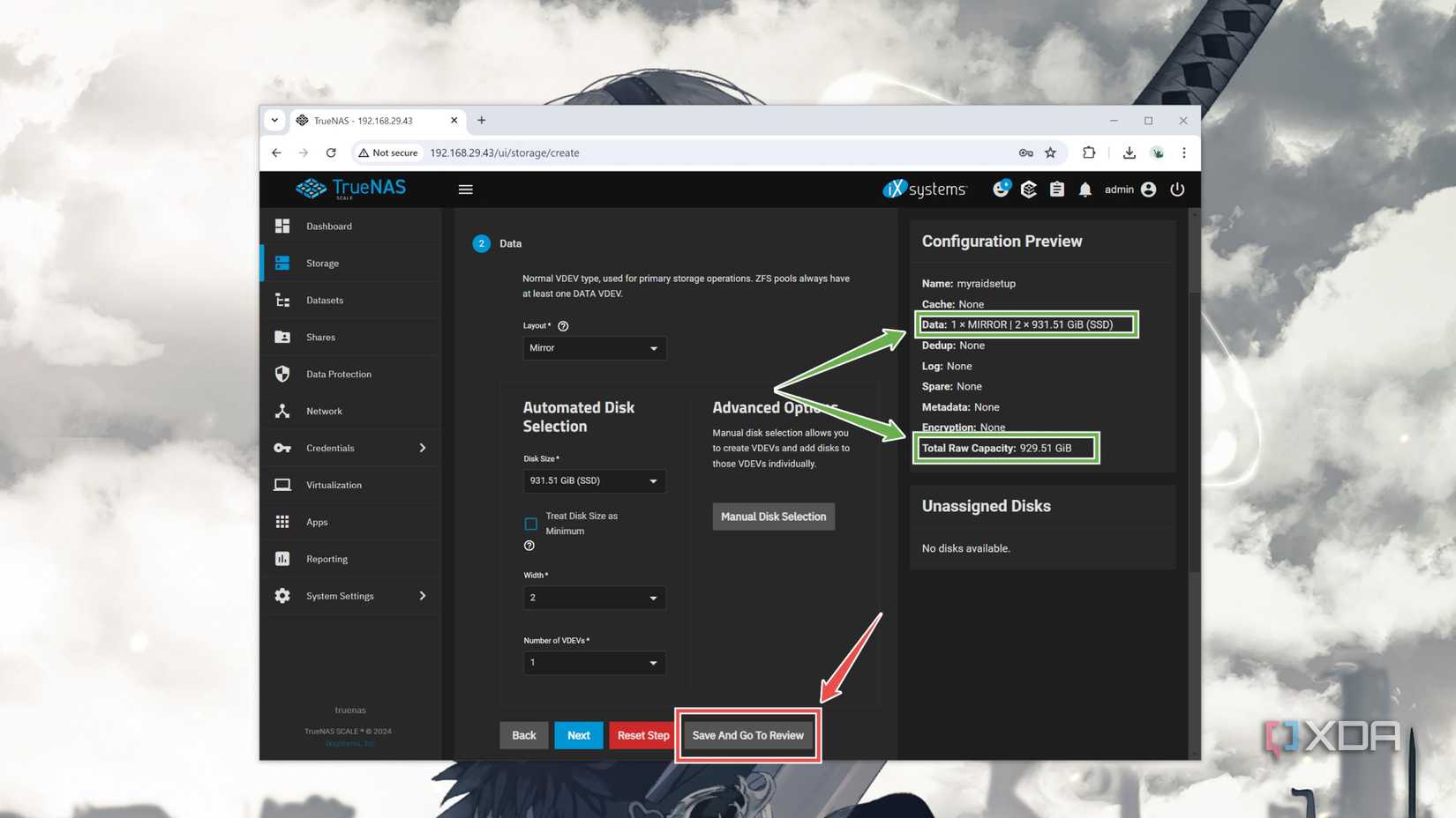 Checking the Total Raw Capacity and Data information in TrueNAS Scale