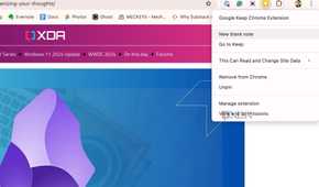 Google Keep extension create a new note