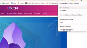 Google Keep extension create a new note