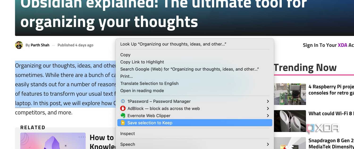 share a web article to Google Keep