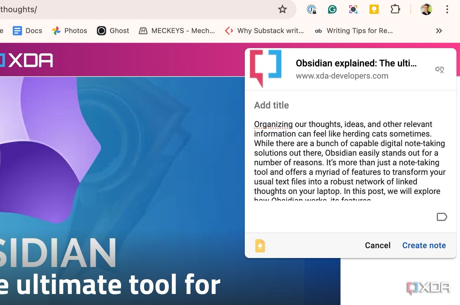 Google Keep web article saved