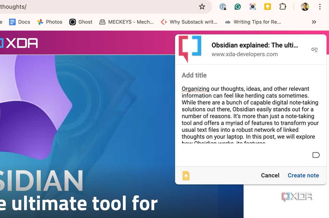 Google Keep web article saved