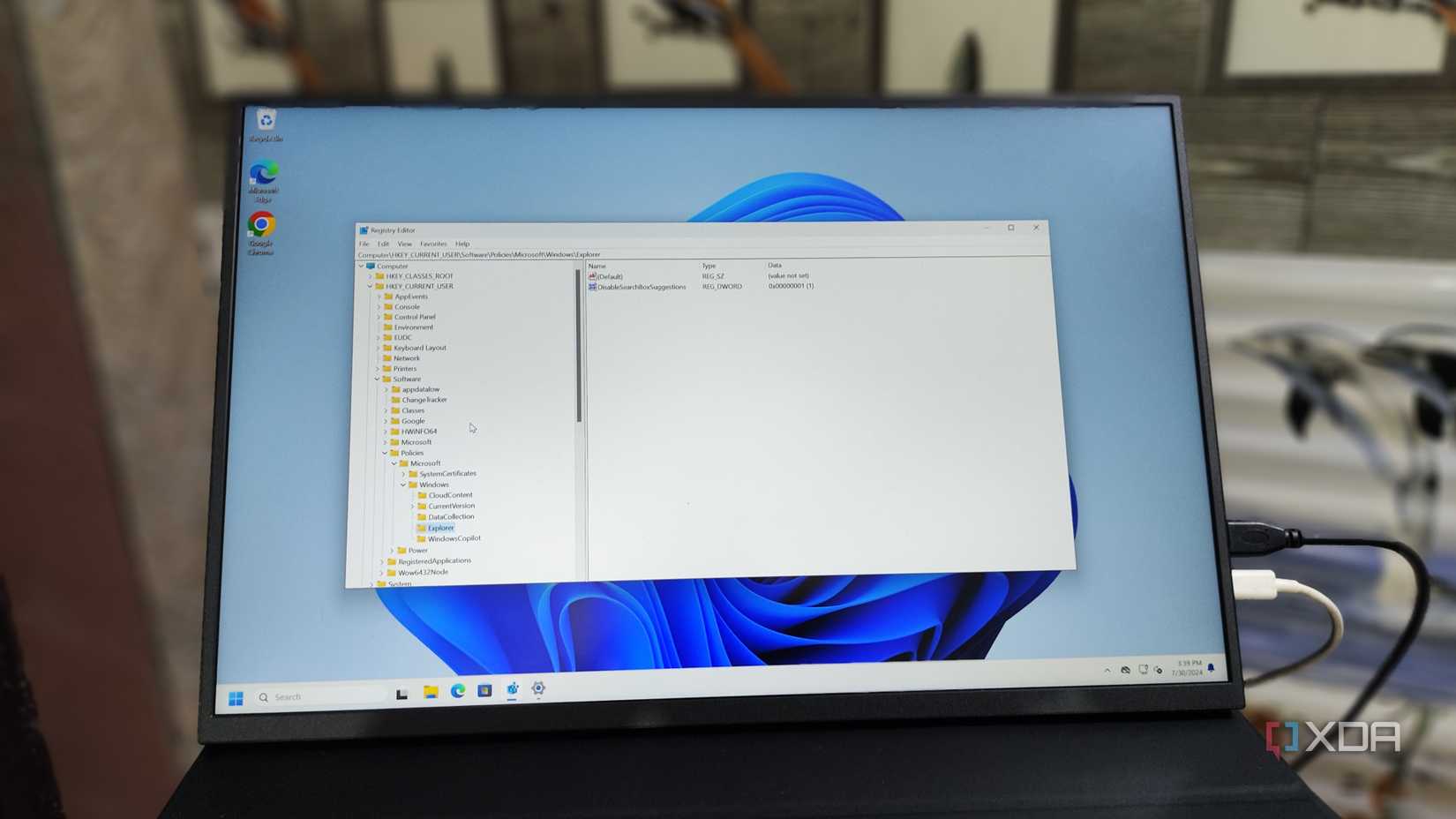 The Windows 11 Registry Editor open on a Uperfect UGame K118 monitor