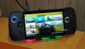 The ROG Ally X plugged into the Jsaux RGB docking station.