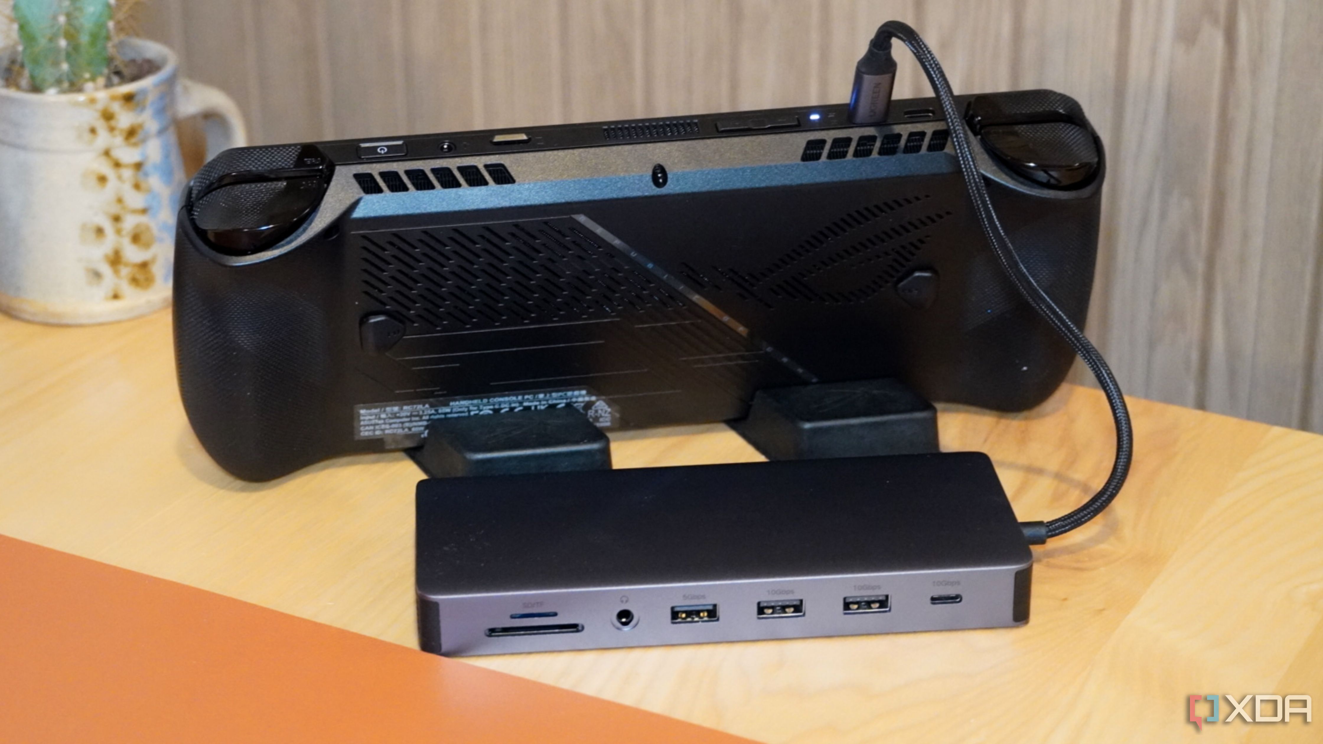 The Ugreen Revodok Pro plugged into the ROG Ally X.