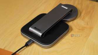The Satechi wireless charging stand lying flat.
