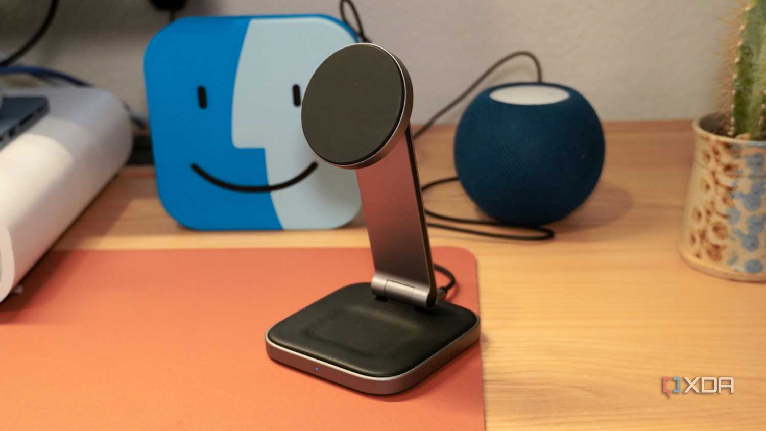 An angled view of the Satechi Qi2 wireless charger.