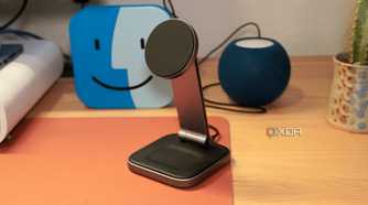 An angled view of the Satechi Qi2 wireless charger.
