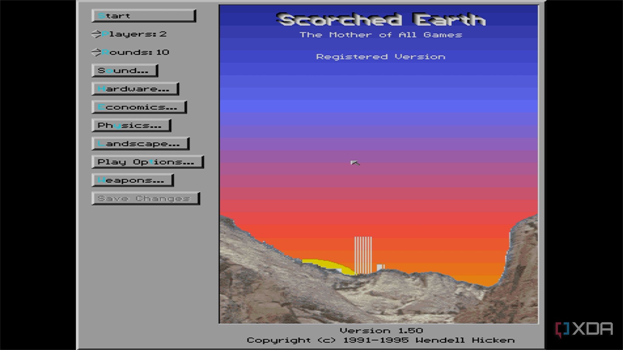 screenshot of scorched earth game