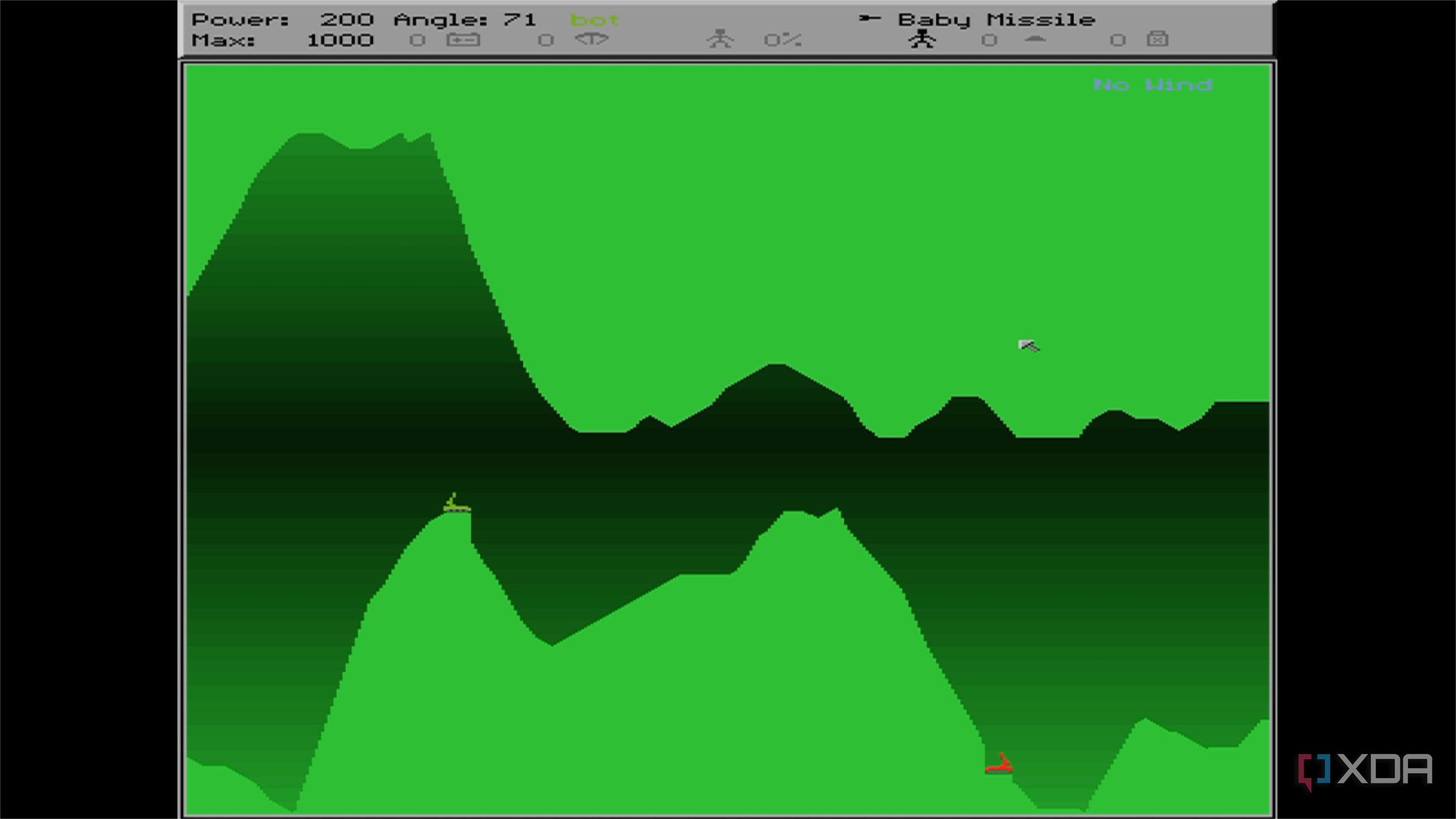 screenshot of scorched earth game