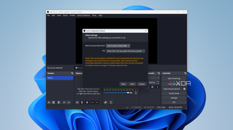 OBS Studio setup asking the user to choose a resolution and framerate