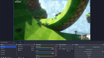 Screenshot of OBS Studio using a scene with a webcam and a window capture feed