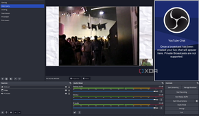 Screenshot of OBS Studio using a scene with a webcam and a window capture feed