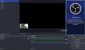 Screenshot of OBS Studio using a scene with a webcam and a blank game capture