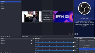 Screenshot of OBS Studio using Studio Mode