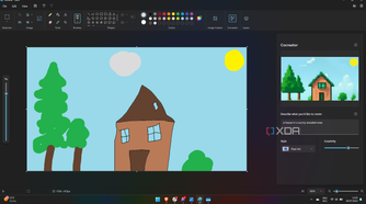 Screenshot of Paint on a Copilot+ PC generating an image based on a user's doodle