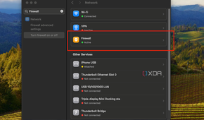 macOS firewall active