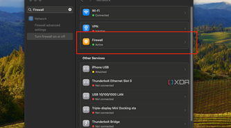 macOS firewall active