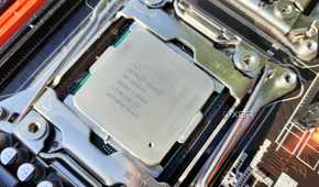 An Intel Xeon E5-2650V4 processor slotted into an X99 motherboard