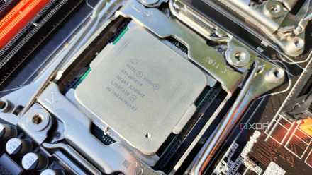 An Intel Xeon E5-2650V4 processor slotted into an X99 motherboard
