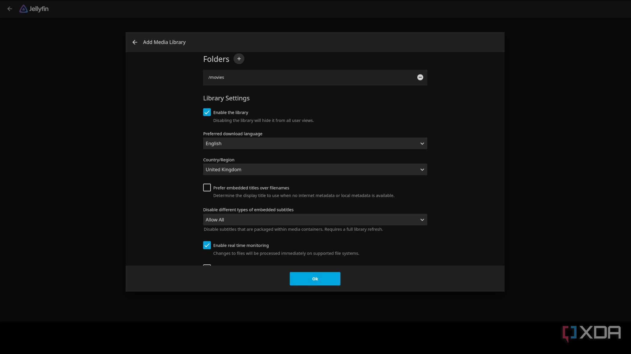 Adding a Jellyfin media folder
