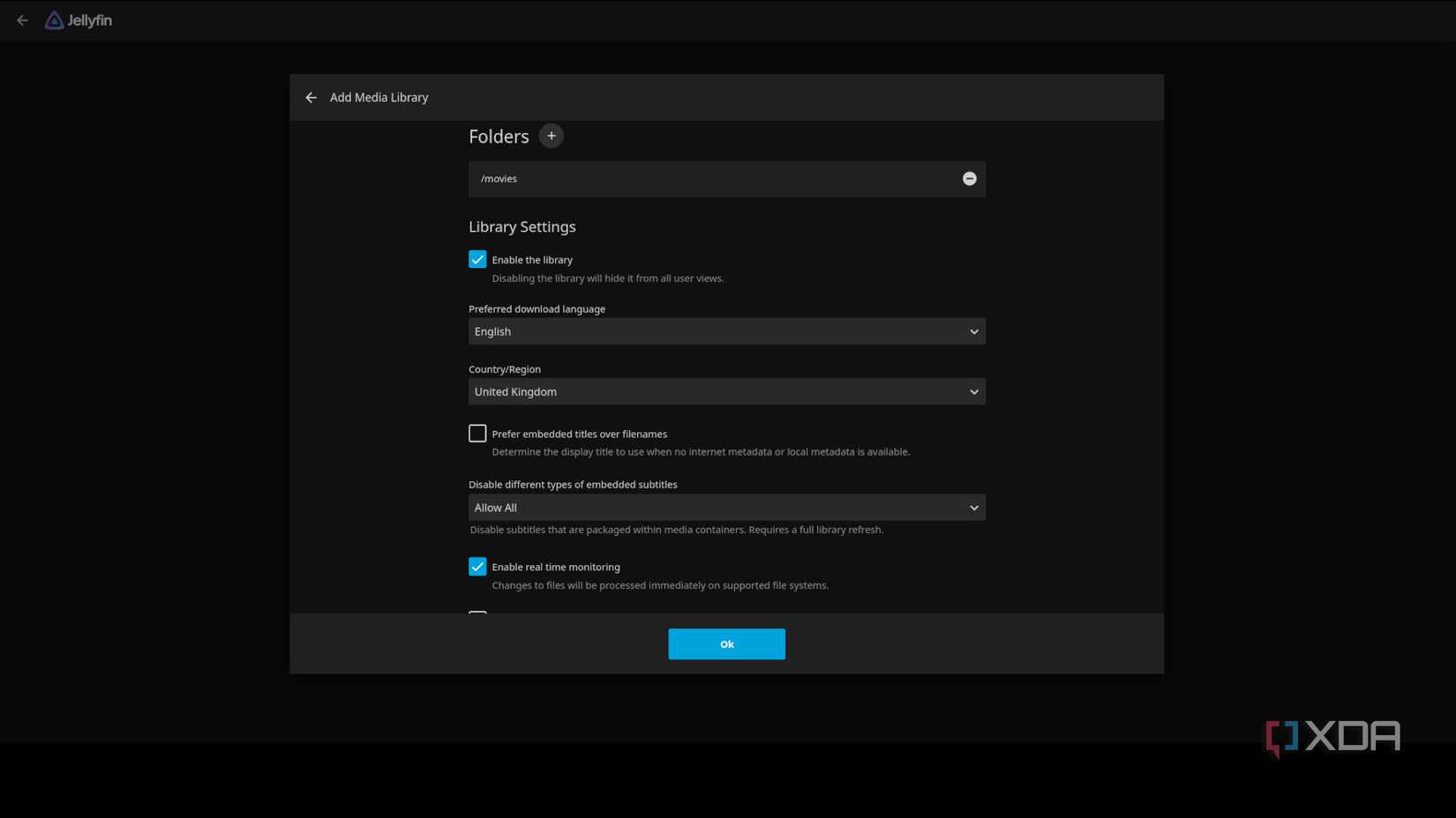 Adding a Jellyfin media folder