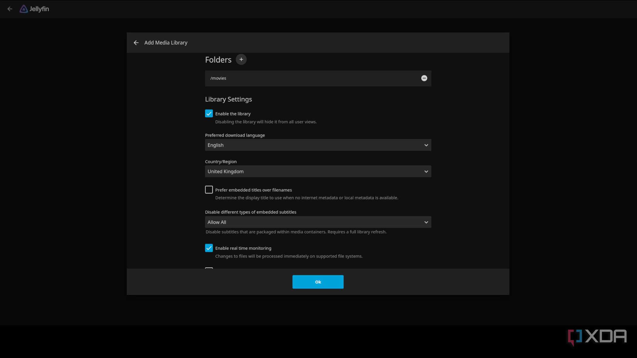 Adding a Jellyfin media folder