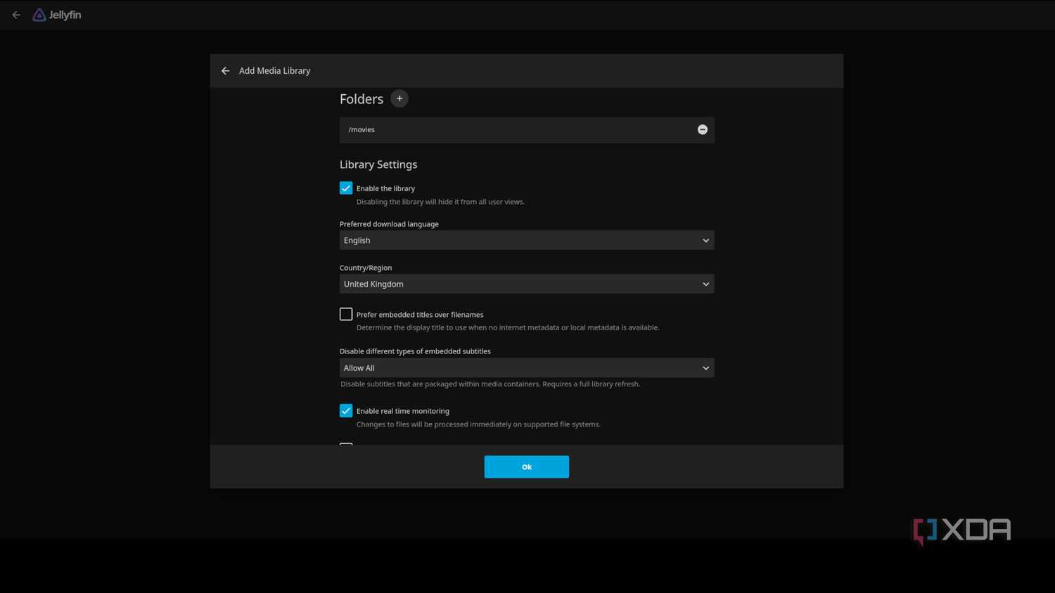 Adding a Jellyfin media folder