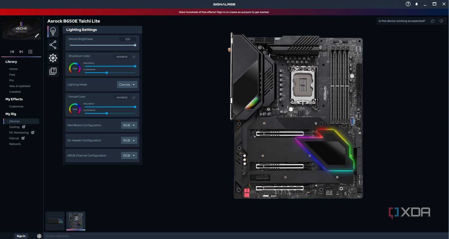 Image showing the SignalRGB devices under my rig tab