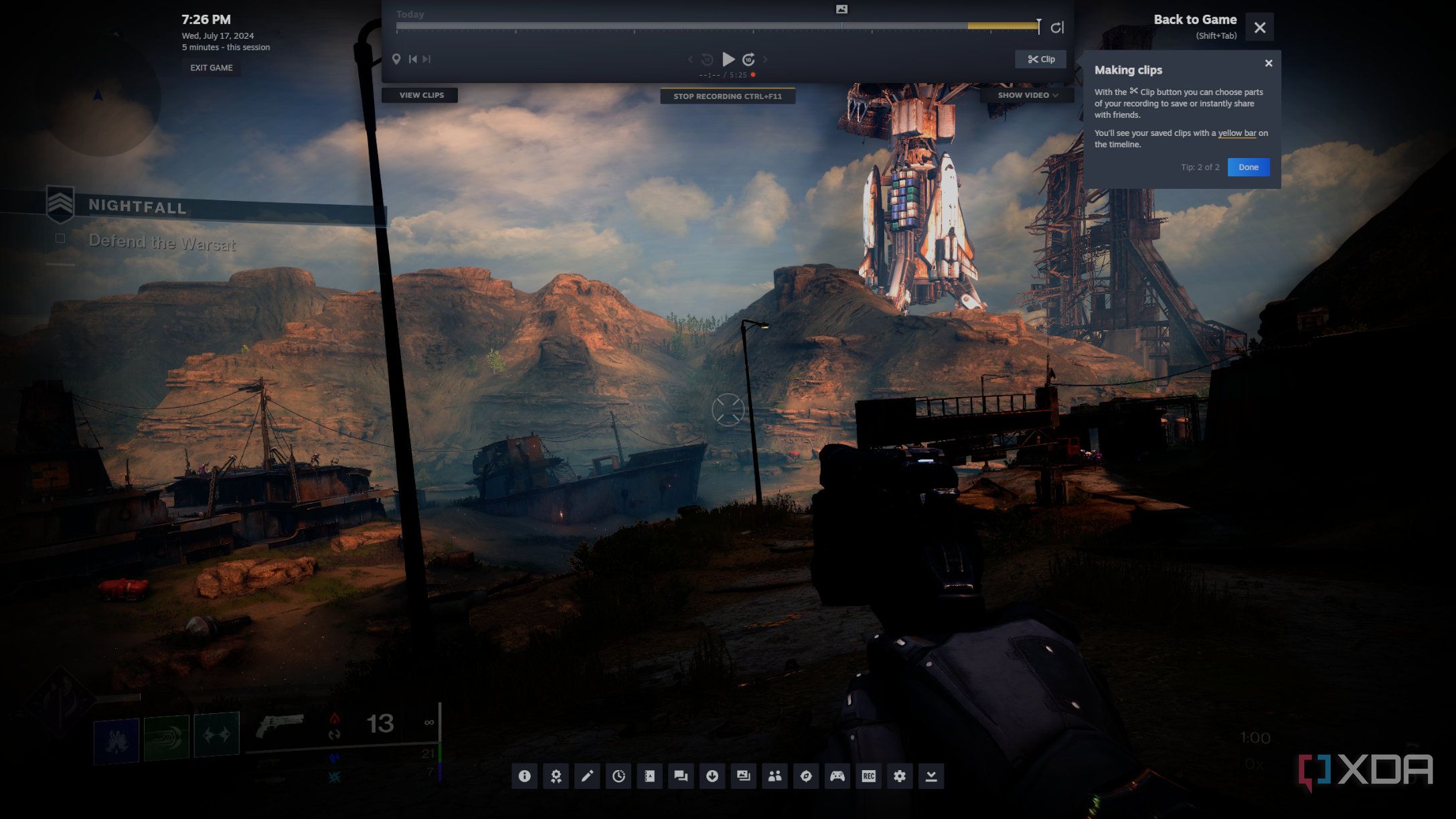 screenshot of steam game recording in action
