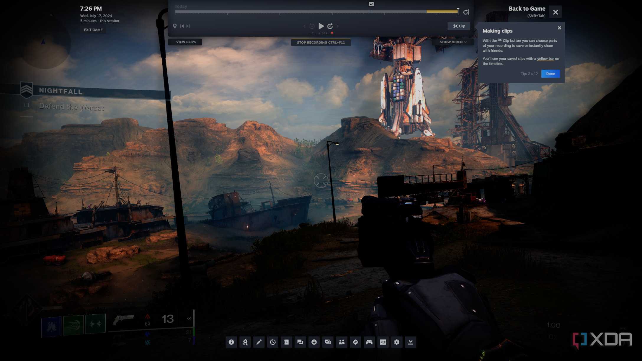 screenshot of steam game recording in action