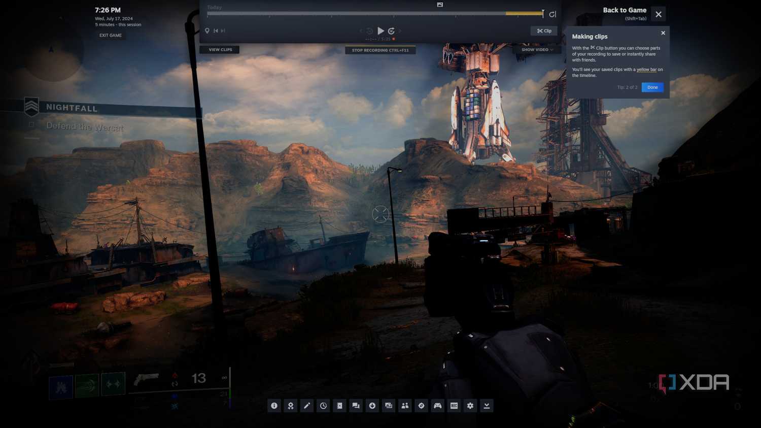 screenshot of steam game recording in action
