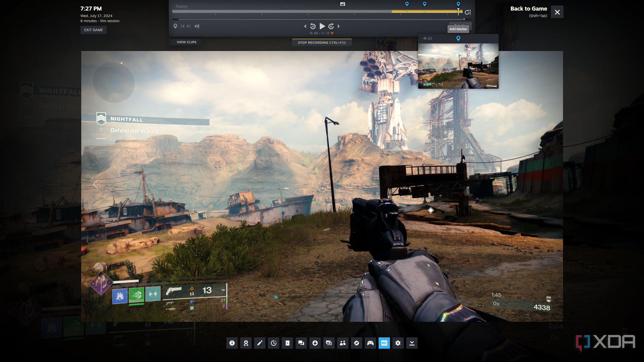 screenshot of steam game recording in action