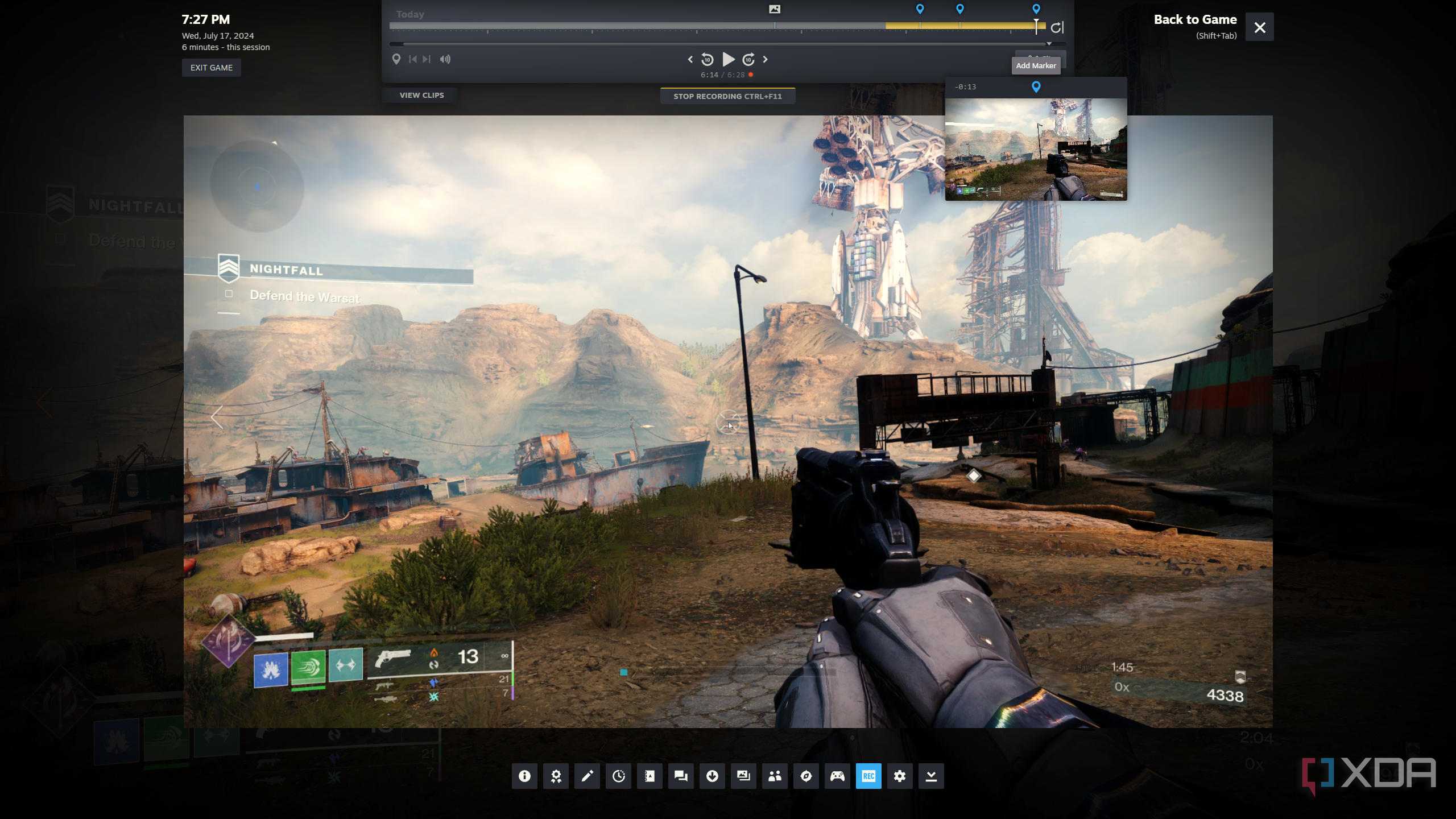 screenshot of steam game recording in action