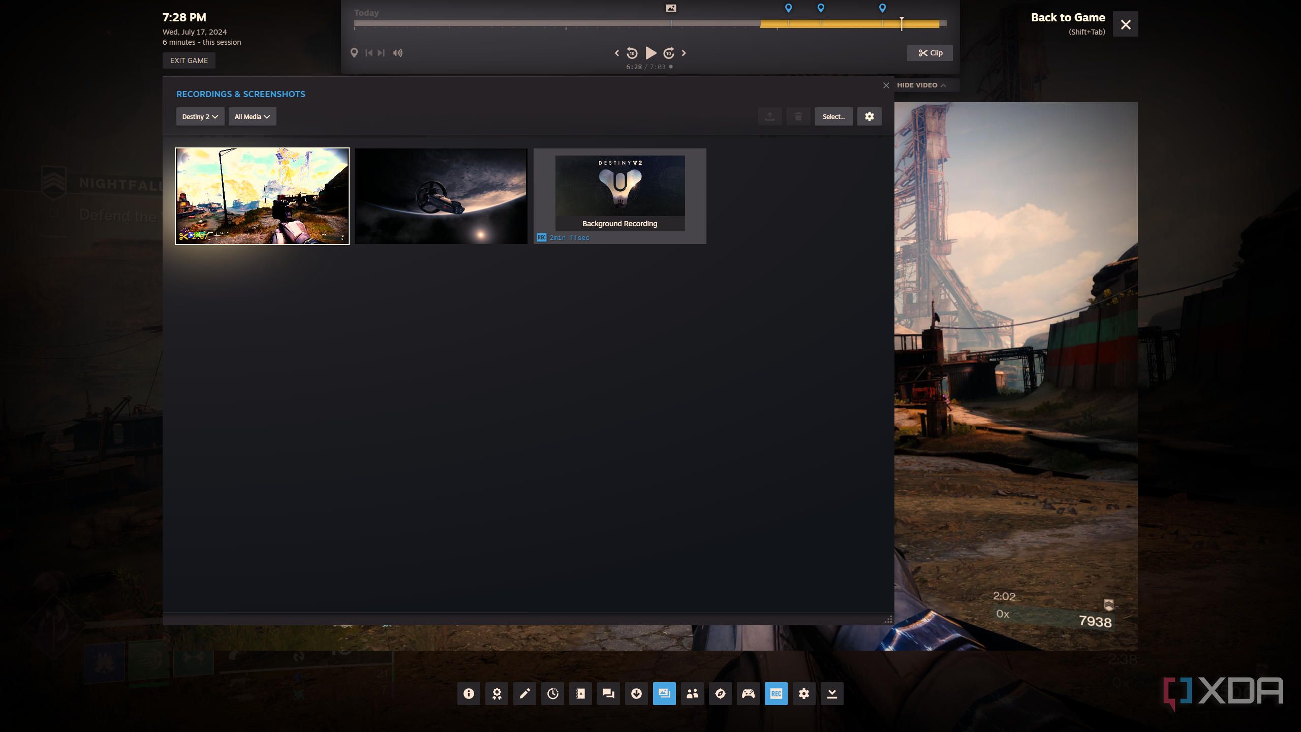 screenshot of steam game recording in action