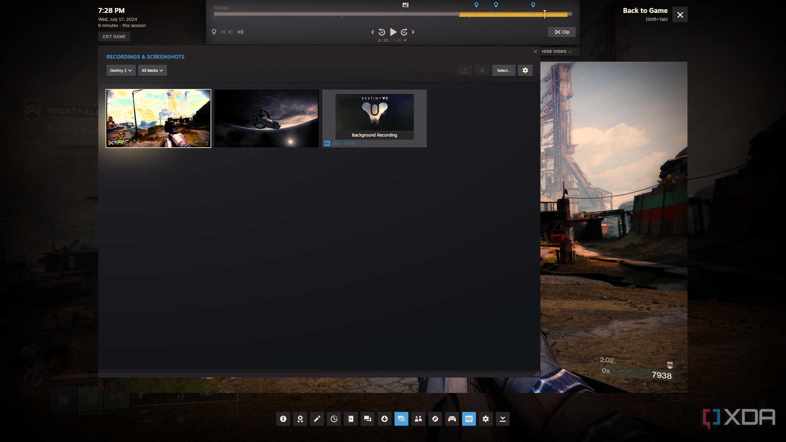 screenshot of steam game recording in action