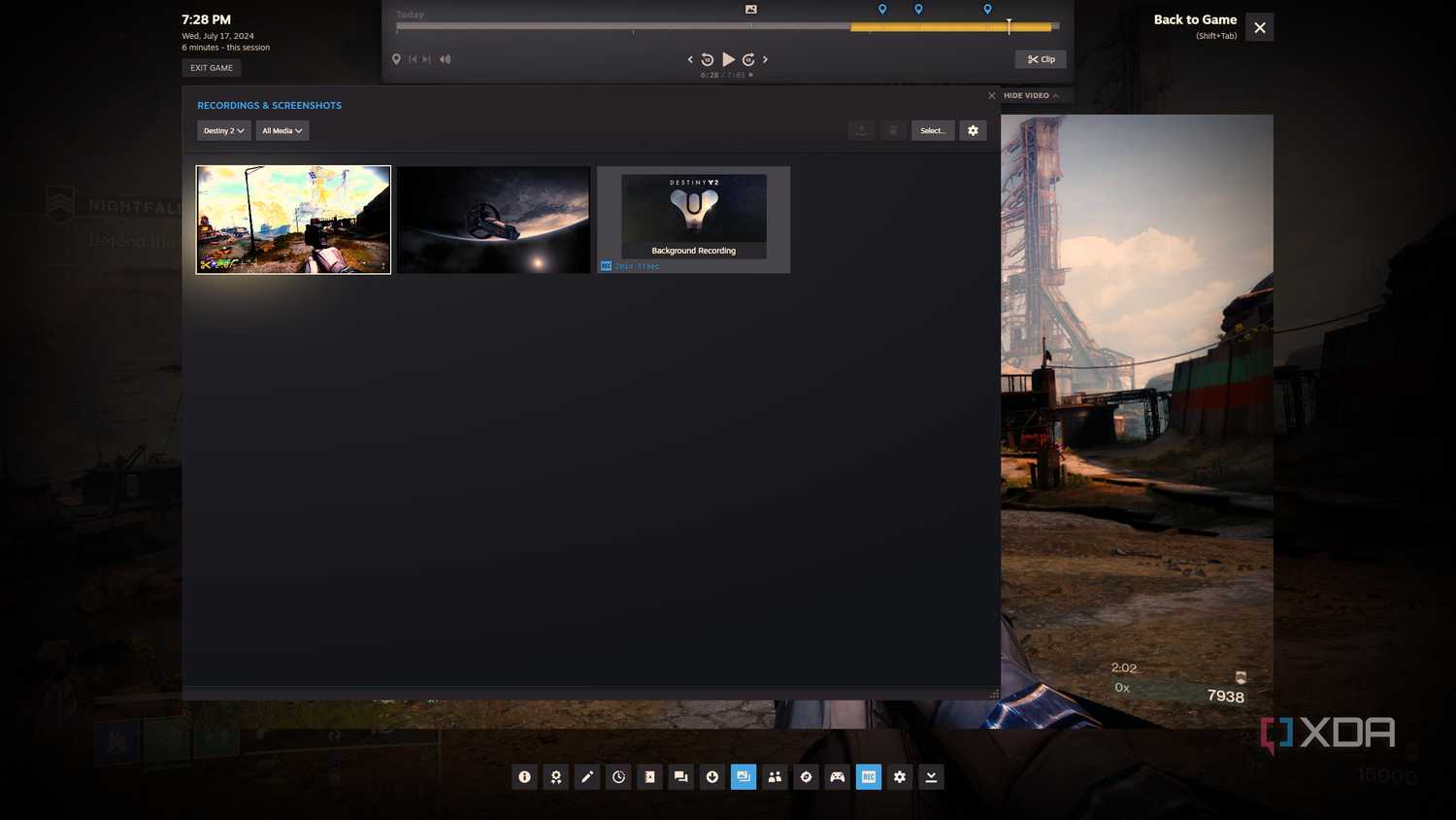 screenshot of steam game recording in action