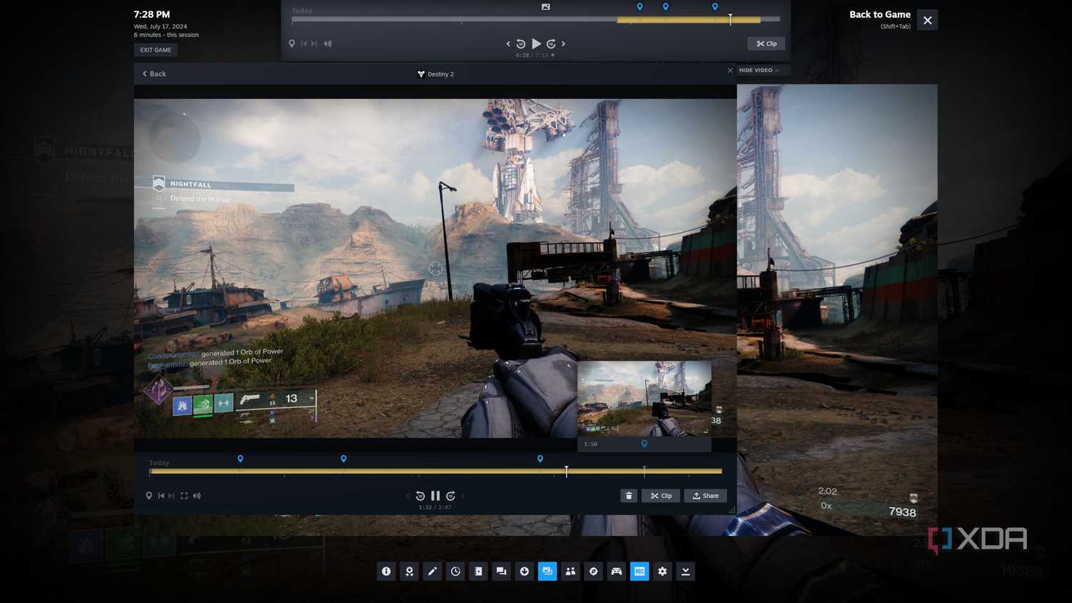 screenshot of steam game recording in action