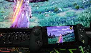 Tales of Arise being streamed to a Poco F5 via Sunshine/Moonlight, with the phone attached to a GameSir Galileo G8+