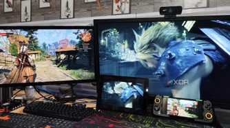 The Witcher 3 being streamed to a Poco M6 Pro via Parsec while another PC streams Final Fantasy VII Remake to an iPad via Moonlight/Sunshine